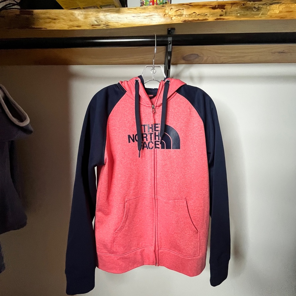 The North Face Coral Pink and Black Full-Zip Hoodie